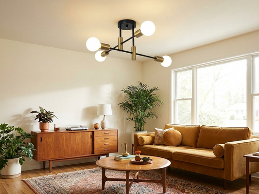 CelestialGlow Mid-Century Flush Mount Ceiling Light — lifestyle
