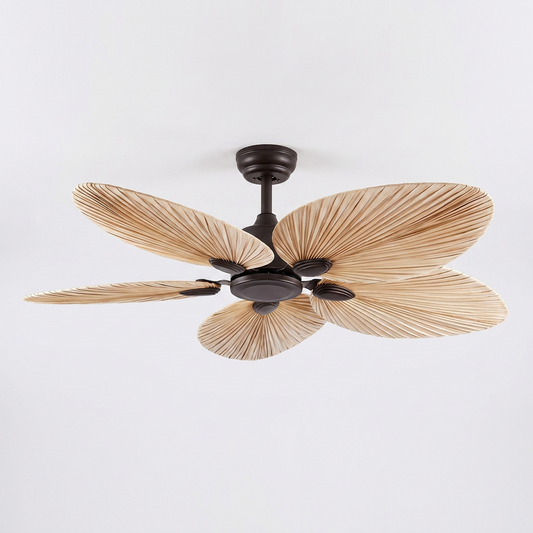PalmaraLeaf | Stylish Modern Flush Mount Ceiling Fan with Remote Control — Hero (Coffee)