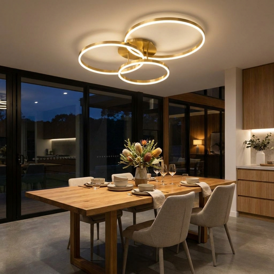 Luminara | Elegant Modern Multi-Ring LED Flush Mount Ceiling Light — In use