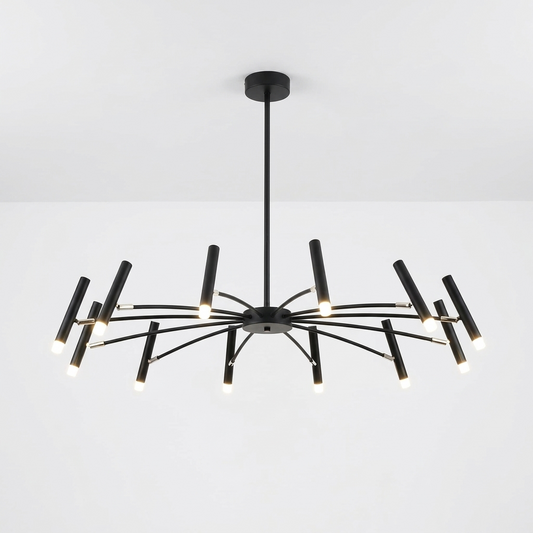 Luminara | Modern Adjustable LED Chandelier Light with Customizable Features — Black, front view