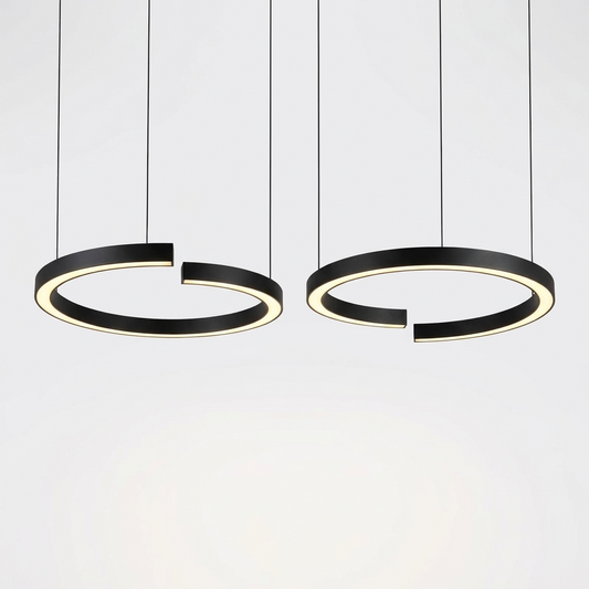 CrescentGlow | Elegant Modern C Shape Pendant Light Fixture — pair, front view