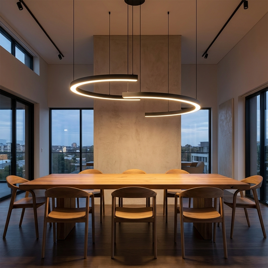 CrescentGlow | Elegant Modern C Shape Pendant Light Fixture — over a dining table