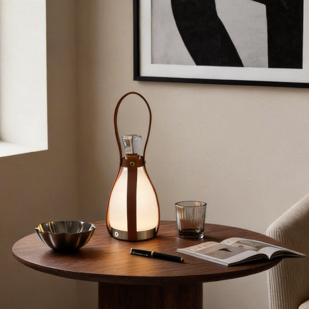 Bottle Glass Table Lamp — Cordless Rechargeable Mid-Century LED