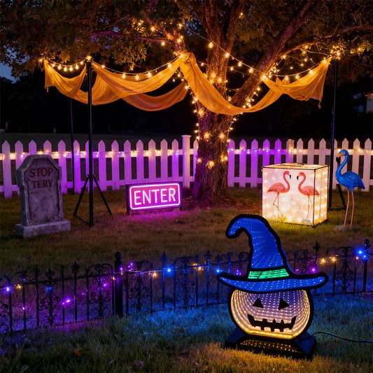 Halloween Pumpkin Light — Witch Hat Acrylic LED Lamp