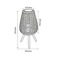 Rattan Solar Floor Lamp — Bamboo Patio Light, Solar or USB