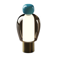 Figurine Glass Table Lamp — Cordless LED with Metal Base