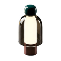 Figurine Glass Table Lamp — Cordless LED with Metal Base