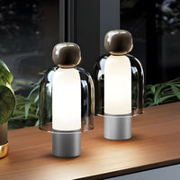 Figurine Glass Table Lamp — Cordless LED with Metal Base