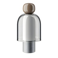 Figurine Glass Table Lamp — Cordless LED with Metal Base