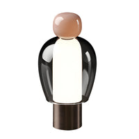 Figurine Glass Table Lamp — Cordless LED with Metal Base