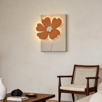 Floral Relief LED Wall Art Light — 3D Carved Sandstone Panel