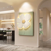 Floral Relief LED Wall Art Light — 3D Carved Sandstone Panel