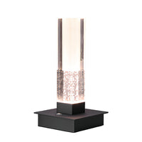 Square Cordless Table Lamp — Plated Metal Dimmable Bedside LED
