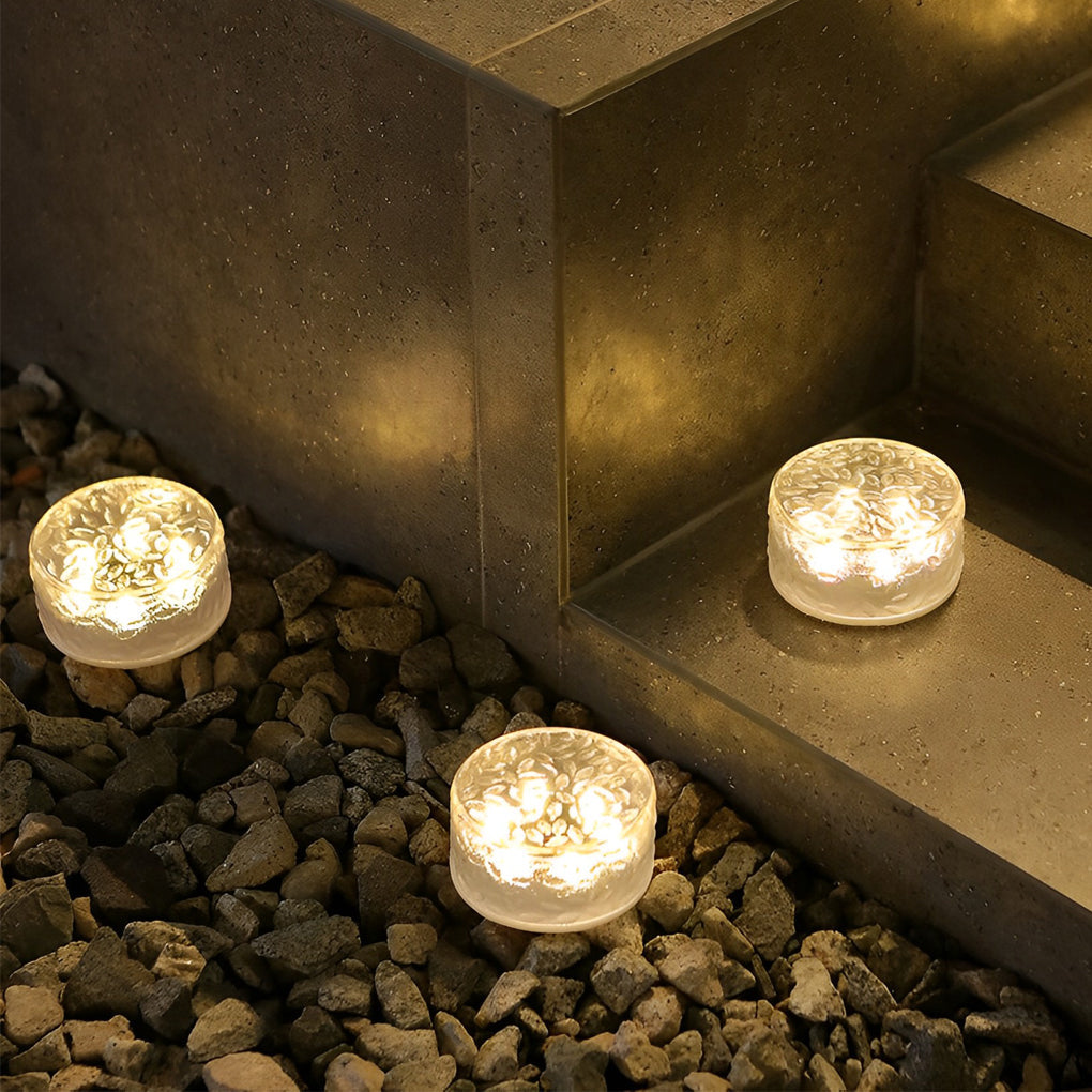 Round Ice Brick Solar Step Lights — 4 Pack Acrylic, IP65