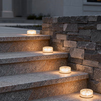 Round Ice Brick Solar Step Lights — 4 Pack Acrylic, IP65