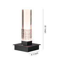Square Cordless Table Lamp — Plated Metal Dimmable Bedside LED