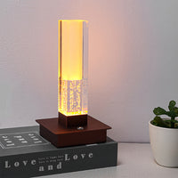 Square Cordless Table Lamp — Plated Metal Dimmable Bedside LED