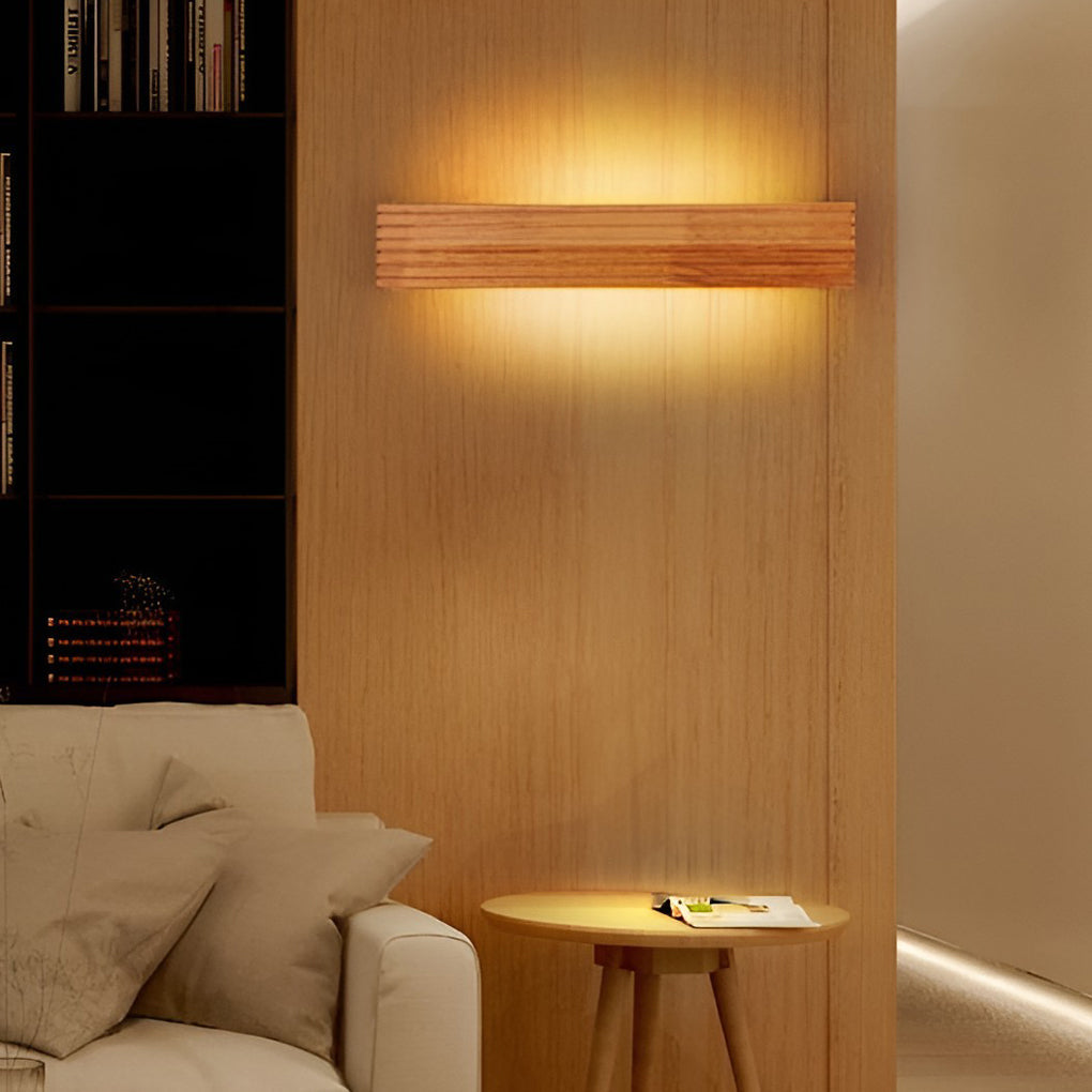 Wooden Wall Light — Rectangular Nordic LED Sconce